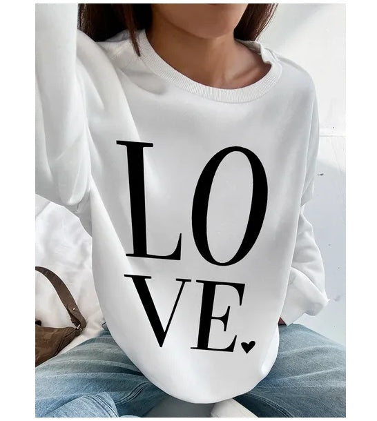 Women Basic Casual Pullover Love