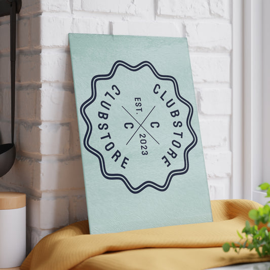 Glasplatte mit Clubstore Logo
